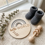 Hello World Rainbow Greys - Birth Announcement