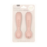 Silicone comfy grip cutlery – Spoon + Fork Set - Dusty Pink