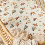 Bassinet Sheet / Change Pad Cover - Diggers & Tractors