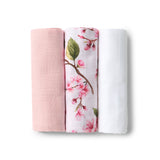 Small Organic Muslin Cloths 3 Pack - Cherry Blossom/Milk/Fairytale