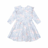 Flower Garden Shirred Long Sleeve Dress