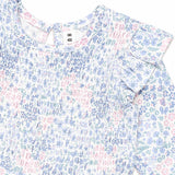 Flower Garden Shirred Long Sleeve Dress