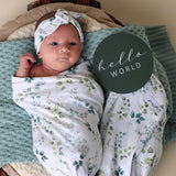 Snuggle Hunny Baby Jersey Wrap & Topknot Set - Eden