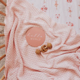 Diamond Knit Baby Blanket - Blush Pink