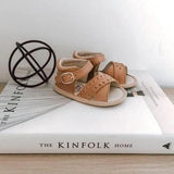 Little MaZoe's Wax Leather Madison Sandals - Caramel