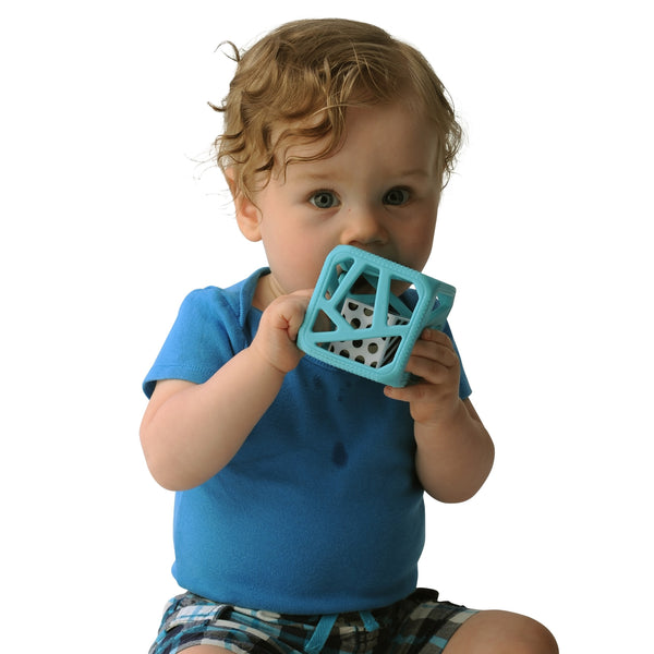 Chew Cube Teether Rattle - Blue