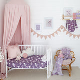 Fitted Cot Sheet - Midnight Swan