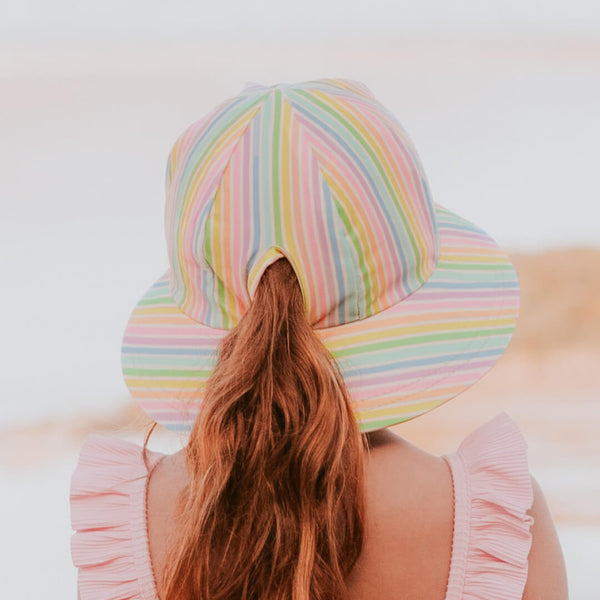 Ponytail Swim Bucket Beach Hat - Rainbow