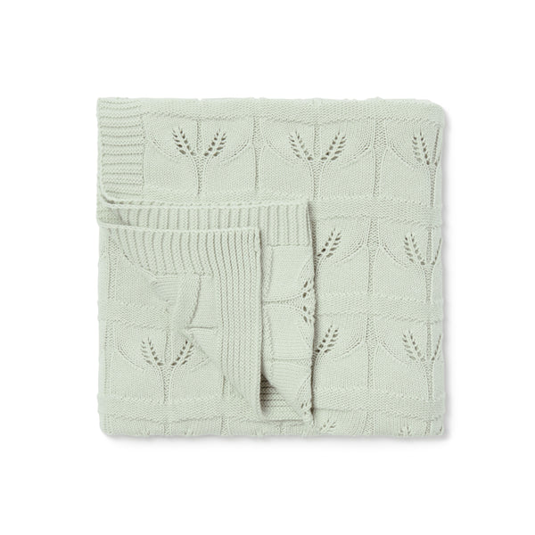 Sage Leaf Knit Blanket - One Size