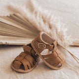 Little MaZoe's Wax Leather Zoe Sandals - Caramel