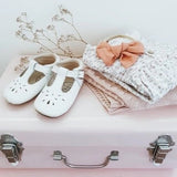 Little MaZoe's Wax Leather T-Bars - White