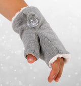 Fleecy Fingerless Mittens - Grey Marle