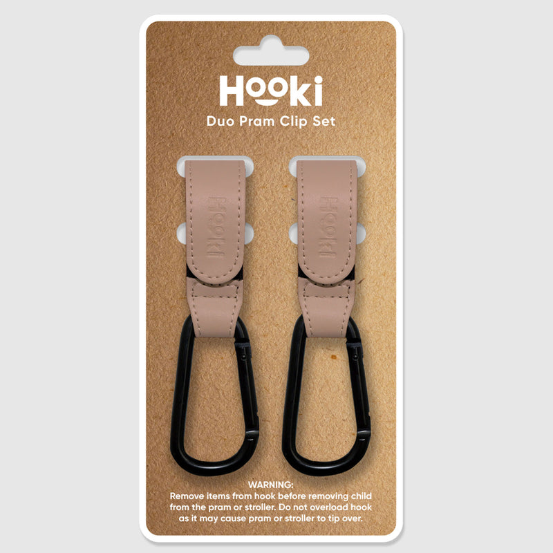 Hooki Duo Pram Hook Clip Set - Mauve Pink