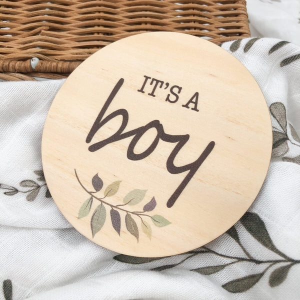 Single Baby Milestone Plaque - Colour Foilage | It's A Boy