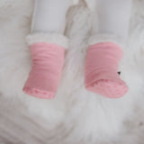 Fleecy Winter Booties - Baby Pink Marle