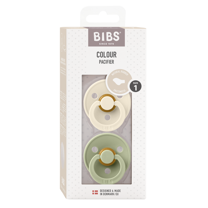 BIBS Pacifier - Colour | Latex | Anatomical | Ivory/Sage