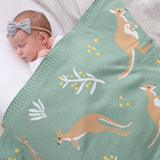 Australiana Baby Blanket - Kangaroo/Green