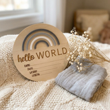 Hello World Rainbow Greys - Birth Announcement
