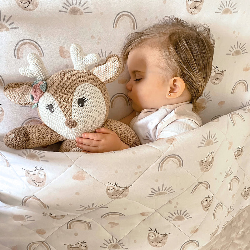 Reversible Quilted Cot Comforter - Happy Sloth