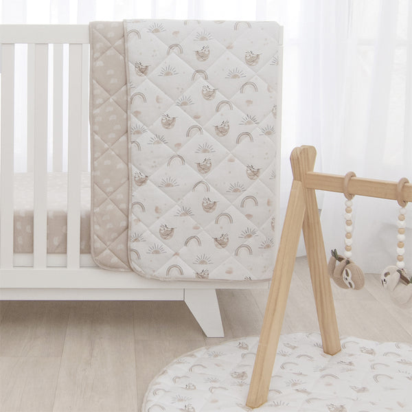 Reversible Quilted Cot Comforter - Happy Sloth