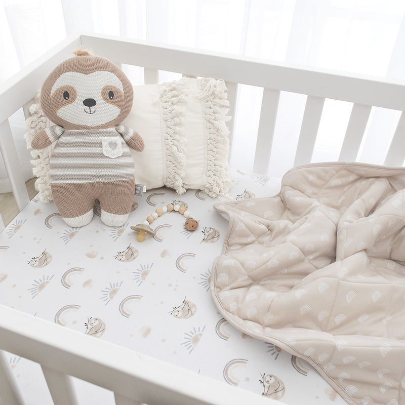 Reversible Quilted Cot Comforter - Happy Sloth