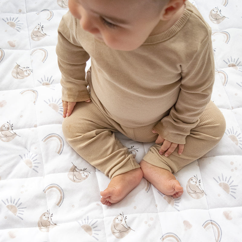 Reversible Quilted Cot Comforter - Happy Sloth