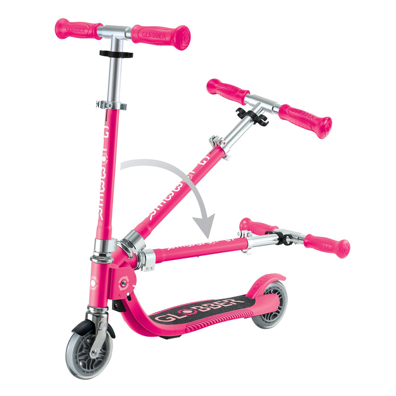 Globber FLOW FOLDABLE JUNIOR with Lights - Pastel Pink/Fuchsia