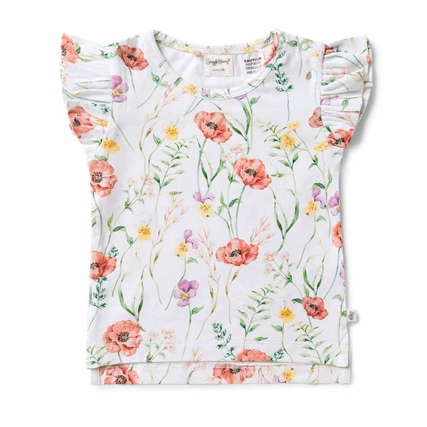 Short Sleeve T-Shirt with Frill - Meadow