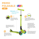 Globber PRIMO Foldable Lights Scooter - New Red/Dark Red