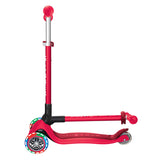 Globber PRIMO Foldable Lights Scooter - New Red/Dark Red