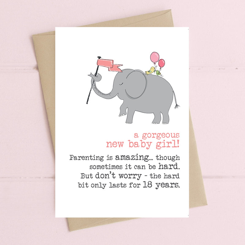 Dandelion Stationery Card - Baby Girl Elephant