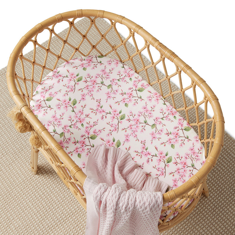 Bassinet Sheet / Change Pad Cover - Cherry Blossom