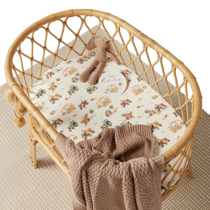 Bassinet Sheet / Change Pad Cover - Diggers & Tractors