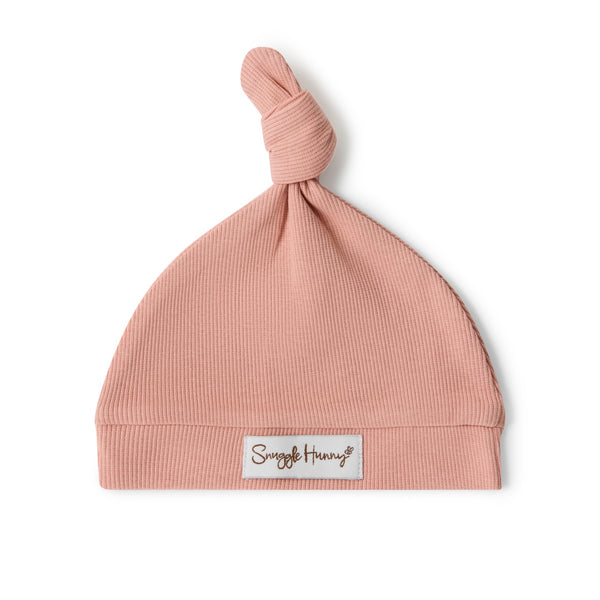 Ribbed Knotted Beanie - Rose