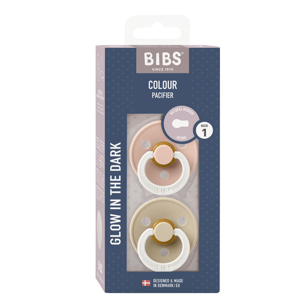 BIBS Pacifier - Colour | Latex | Night Glow | Blush/Vanilla