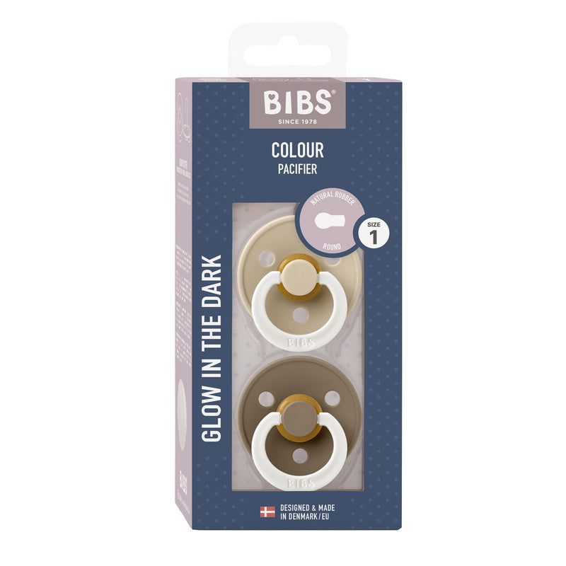 BIBS Pacifier - Colour | Latex | Night Glow | Vanilla/Dark Oak