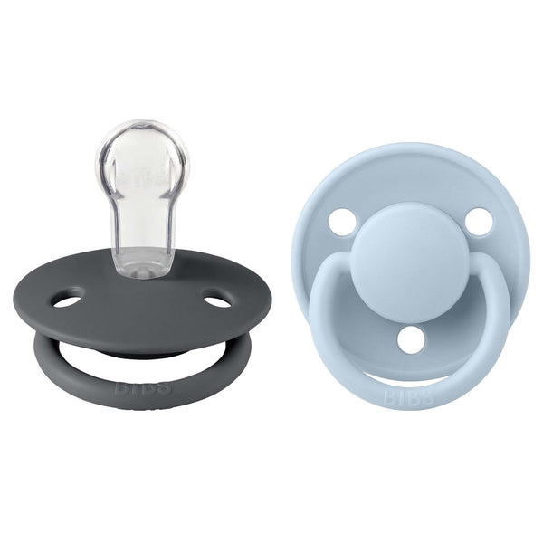 BIBS Pacifier - De Lux | Silicone | Iron/Baby Blue