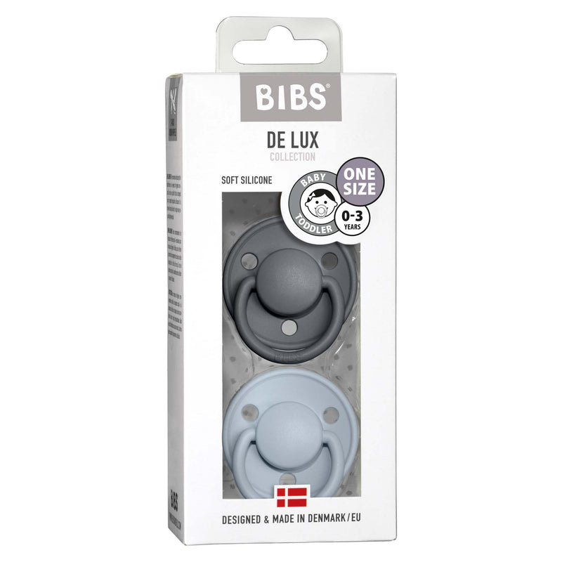 BIBS Pacifier - De Lux | Silicone | Iron/Baby Blue