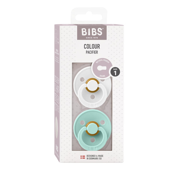 BIBS Pacifier - Colour | Latex | White/Mint