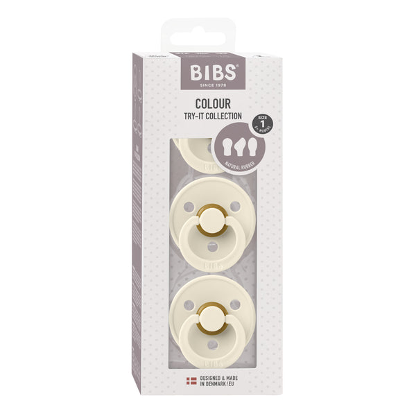 BIBS Try-it 3pk Pacifiers: Colour | Ivory