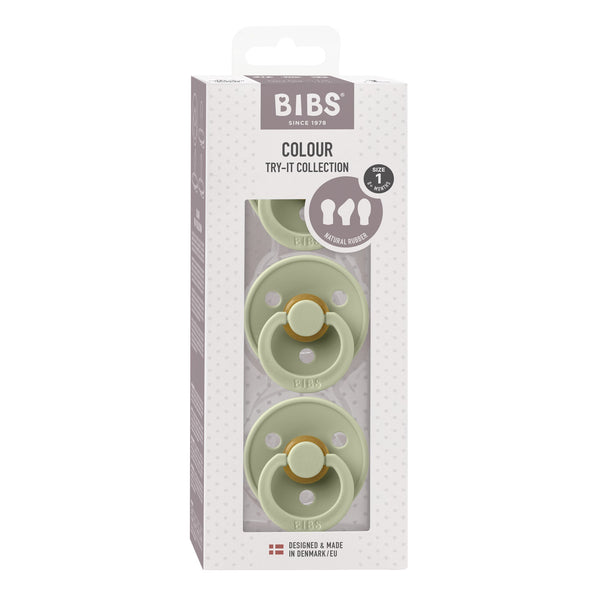 BIBS Try-it 3pk Pacifiers: Colour | Sage