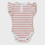 Short Sleeve Bodysuit - Rose Milk Stripe