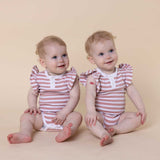 Short Sleeve Bodysuit - Rose Milk Stripe