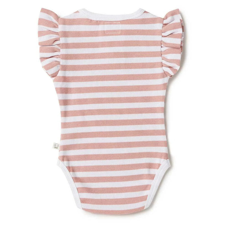 Short Sleeve Bodysuit - Rose Milk Stripe