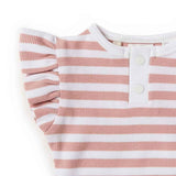 Short Sleeve Bodysuit - Rose Milk Stripe