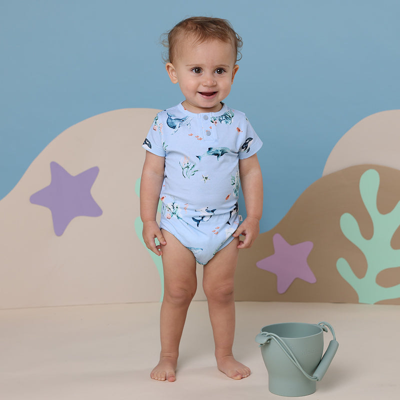 Short Sleeve Bodysuit - Blue Ocean