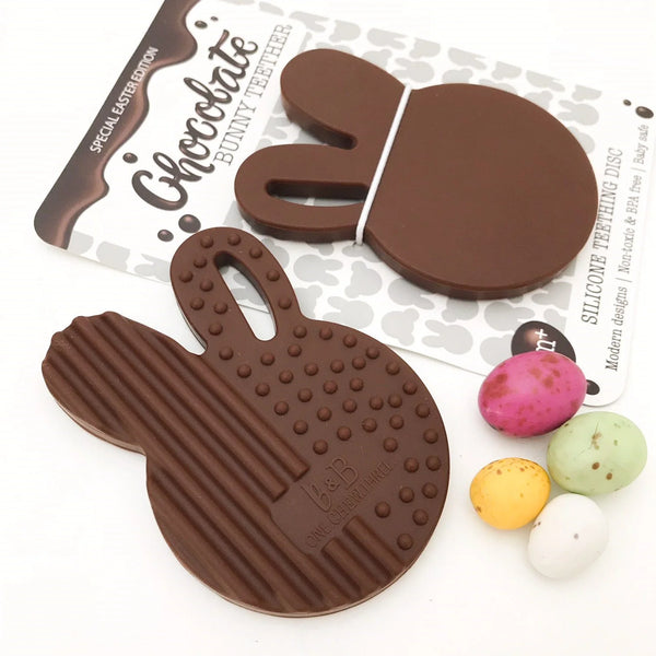 Easter Edition Chocolate Bunny Silicone Teething Disc - Milk Chocolate
