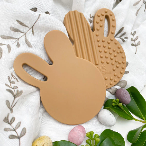 Easter Edition Chocolate Bunny Silicone Teething Disc - Caramel