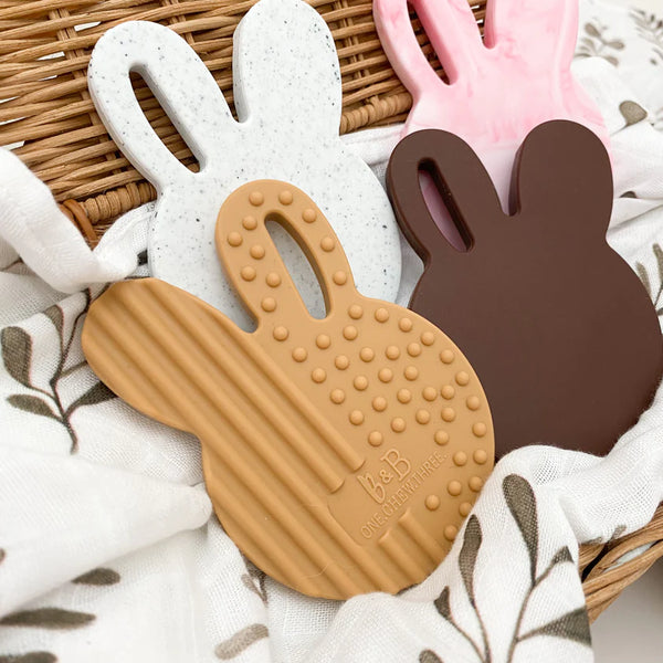 Easter Edition Chocolate Bunny Silicone Teething Disc - Caramel