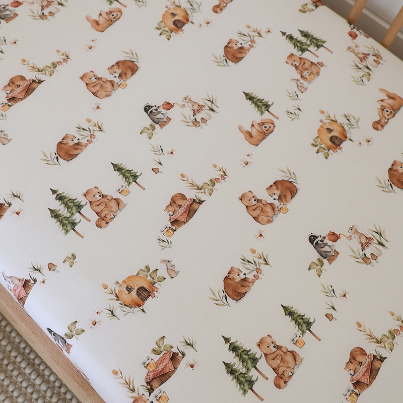 Snuggle Hunny Fitted Cot Sheet - Bears